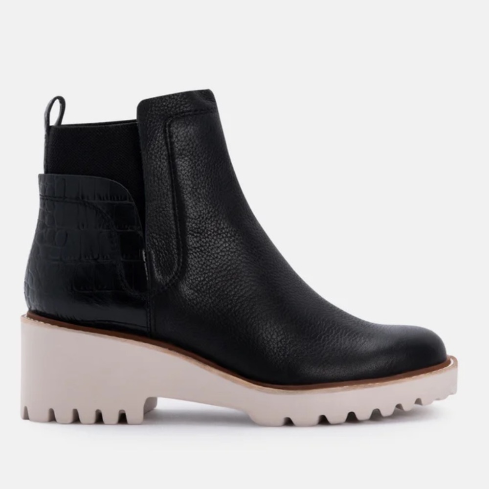 Dolce Vita Huey Black Faux Leather Chelsea Booties